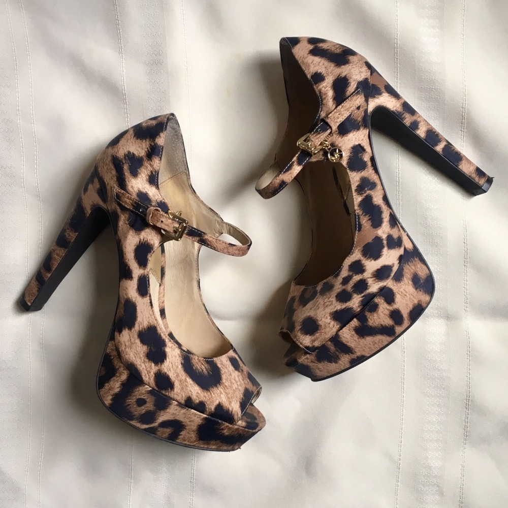 Michael Kors Leopard Platform Heels w/ Ankle Strap – 6.5